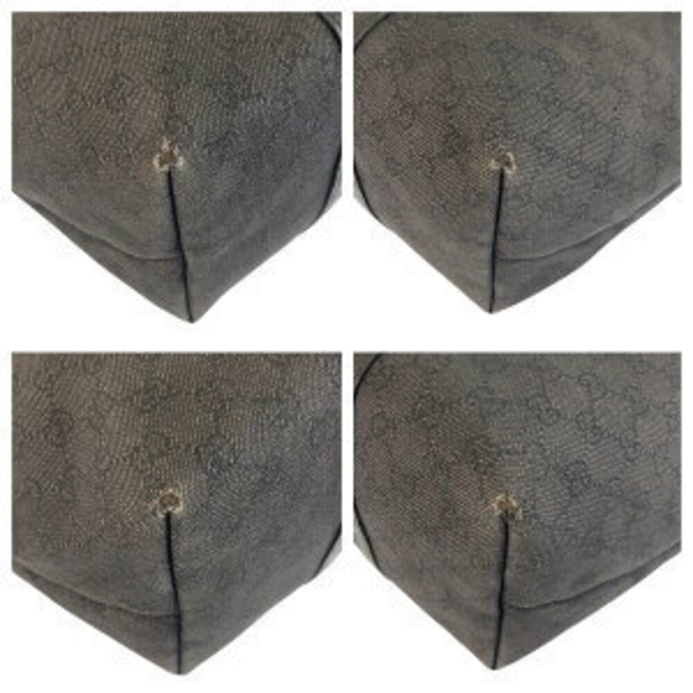 Gucci Black GG Leather Shoulder Canvas Tote Bag - Picture 3 of 10